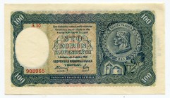 Slovakia 100 Korun 1940
P# 11a; # A 10 908965; II. Emission; aUNC/UNC