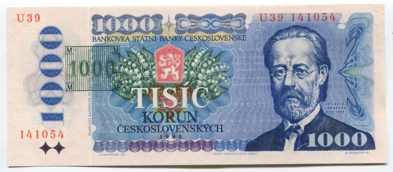 Czechoslovakia 1000 Korun 1985 (1993)
P# 3; UNC; Stamp; "Bedřich Smetana"