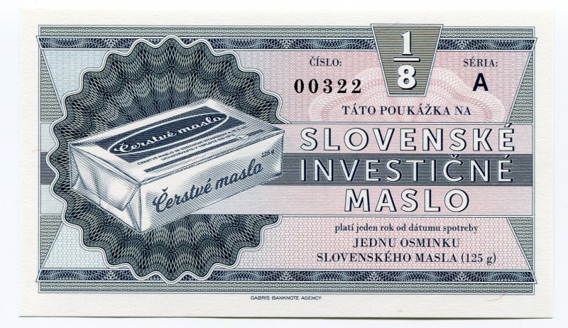 Slovakia 1/8 Maslo Specimen RARE
Fantasy Banknote; Limited Edition; Made by Mat...