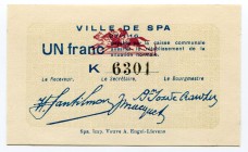 Belgium 1 Franc 1916 Ville De Spa
№ K 6301; UNC