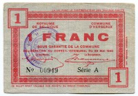 Belgium 1 Franc 1940 Commune D`Herseaux
№ A00949; VF-XF