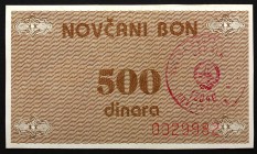 Bosnia and Herzegovina 500 Dinara 1992
P# 49b; № 0029982; UNC