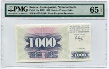 Bosnia and Herzegovina 1000 Dinara 1992 PMG 65 EPQ
P# 15a
