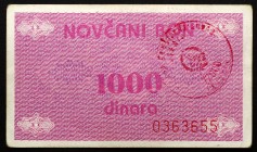 Bosnia and Herzegovina 1000 Dinara 1992
P# 50a; № 0363655