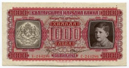 Bulgaria 1000 Leva 1943
P# 67a; № Е244286; XF-