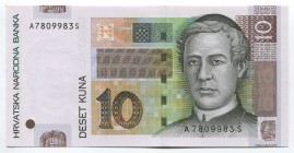 Croatia 10 Kuna 2001
P# 38a; № A 7809983 S; UNC; "Juraj Dobrila"