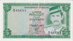 Brunei 5 Ringgit 1984
P# 7b; UNC