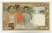 Cambodia 100 Piastres 1954 Very Rare
P# 97; aUNC; Sign. 18; W/mark Elephant; "Angkor Wat"; Very Rare