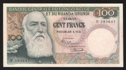 Belgian Congo 100 Francs 1955 Rare Condition
P# 33a; F 383647; XF