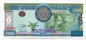 Burundi 2000 Francs 2001
P# 41a; № C843500; UNC