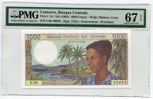 Comoros 1000 Francs 1984 (ND) PMG 67 EPQ
P# 11b