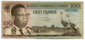 Congo Democratic Republic 100 Francs 1961 -64
P# 6; № LB170560; VF