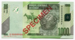 Congo Democratic Republic 1000 Francs 2013 Specimen
P# 101s; UNC
