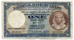Egypt 1 Pound 1932
P# 22b; № 211015; VF