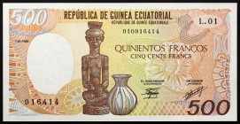 Equatorial Guinea 500 Francs 1985
P# 20; № 010916414; UNC