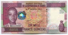 Guinea 10 000 Francs 2012
P# 46; № WO245887; UNC