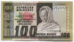 Madagascar 100 Francs - 20 Ariary 1974 -75
P# 63a; № 273026; UNC