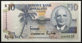 Malawi 10 Kwacha 1990
P# 25a; № AV892638; UNC