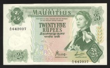 Mauritius 25 Rupees 1967 Very Rare
P# 32b; A/12 642037; UNC