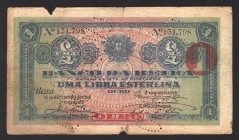 Mozambique 1 Libra Esterlina 1919 Cancelled
P# R7b; 131,798; F+