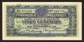 Mozambique 20 Centavos 1933
P# R29; 284,760; With perforation; UNC