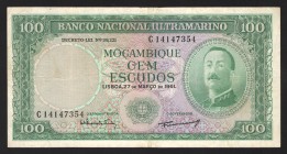 Mozambique 100 Escudos 1961
P# 109b; C14147354; Without handstamp, without watermarks; VF