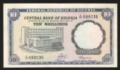 Nigeria 10 Shillings 1968 Rare
P#11b; A/88 688036; XF