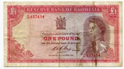 Rhodesia 1 Pound 1968
P# 28d; Not Common even in this condition