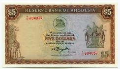 Rhodesia 5 Dollars 1978
P# 36b; UNC
