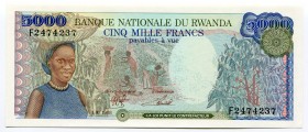 Rwanda 5000 Francs 1988
P# 22a; № F2474237; UNC