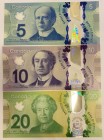 Canada Lot of 5-10-20 Dollars 2013 - 2015
Various Dates & Denominations; UNC