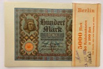 Germany Original Bundle with 48 Banknotes 100 Mark 1920 Consecutive Numbers
P# 69; Original Bundle; With Consecutive Banknotes; AUNC/UNC