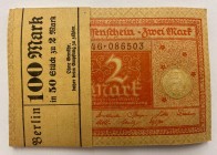 Germany Original Bundle with 48 Banknotes 2 Mark 1920 Consecutive Numbers
P# 59; Original Bundle; With Consecutive Banknotes; AUNC/UNC