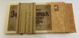 Germany Original Bundle with 48 Banknotes 2 Mark 1937 Consecutive Numbers
P# 174; Original Bundle; With Consecutive Banknotes; AUNC/UNC