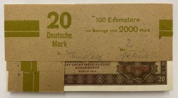 Germany Original Bundle with 100 Banknotes 20 Mark 1948 Consecutive Numbers
P# 13b; Original Bundle; With Consecutive Banknotes # AG 2180201- 2180300...