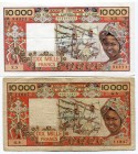 Ivory Coast Lot of 2 Banknotes 10000 Francs 1977 - 1992 (ND)
Various Dates & Signatures; VF