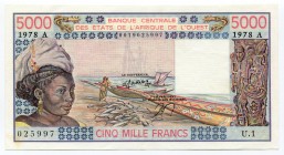 Ivory Coast 5000 Francs 1978
P# 108Ab; UNC