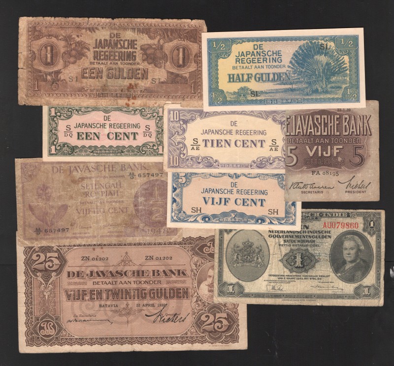 Netherlands Indies Set of 9 Notes 1930 -1950
Others types, dates and conditions