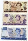 New Zealand 1 2 & 10 Dollars 1981 - 1989
P# 169, 170, 172