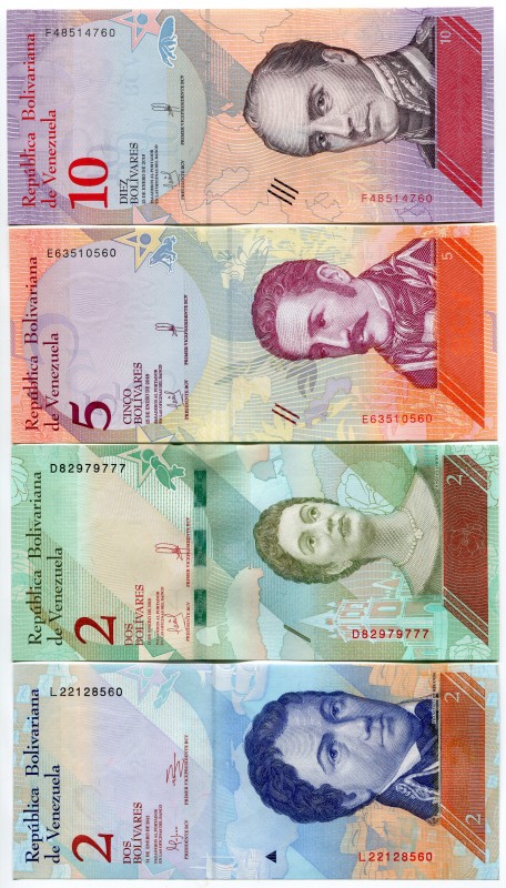 Venezuela Lot of 8 Banknotes 2012 - 2018
(x2) 2 5 10 500 1000 2000 5000 Bolivar...