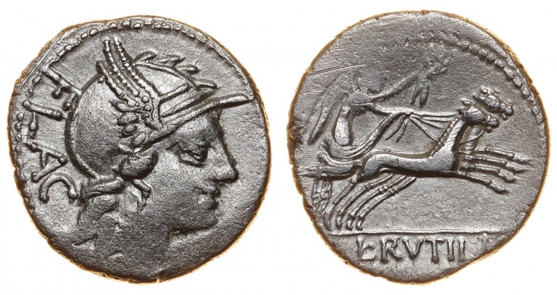Roman Republic L. Rutilius Flaccus AE Denarius 77 B.C.
Silver 3.79g.; Helmeted ...