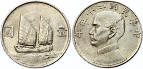 China Republic 1 Dollar 1934 Sun Yat-sen
Y# 345; Dav. 223; Year 23 (1934); Silver; XF-AUNC