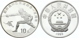 China 10 Yuan 1993
KM# 524; Silver Proof; Olympics - Fencing