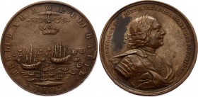 Russia Medal "The Unseen Happens" 1703 Novodel / Antic Copy! Rare!
Diakov# 16.6; Bronze 63.8g 55mm; Медаль «Небываемое бывает», на взятие двух шведск...
