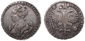Russia Poltina 1726 R
Bit# 56 R; Silver 14.50g; 3 Roubles by Petrov; Bust Left; Eagles Tail Broad; ...САМОДЕРЖИЦА