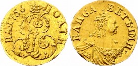Russia Poltina 1756 R
Bit# 70 R; Gold, UNC. Rare in this condition.