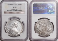 Russia 1 Rouble 1765 СПБ ТI ЯI NGC AU58
Bit# 187; Silver; 2.25 Roubles by Petrov