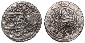 Azerbaijan Ganja Muhammad Hasan Khan Abbasi 1774 AH 1188 Raij c/m
Type C; Silver 3g 24mm; Luster; aUNC