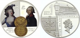 Niue 1 Dollar 2014 "Paul I" Rare
Silver Proof with colour and gold printing; Replicas of the Russian Emperor coins – Paul I