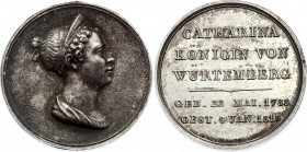 German States Württemberg Memorial Medal "Catherine Pavlovna of Russia 1788 - 1819" Very R!
KR# 162a, Ebner# 128, Slg. Reichel# 3366; Katharina Pawlo...